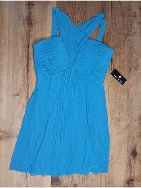 Faviana Prom Dress Womens 10 Stretch Mesh Halter V-Neck Shirred Bust Short NWT